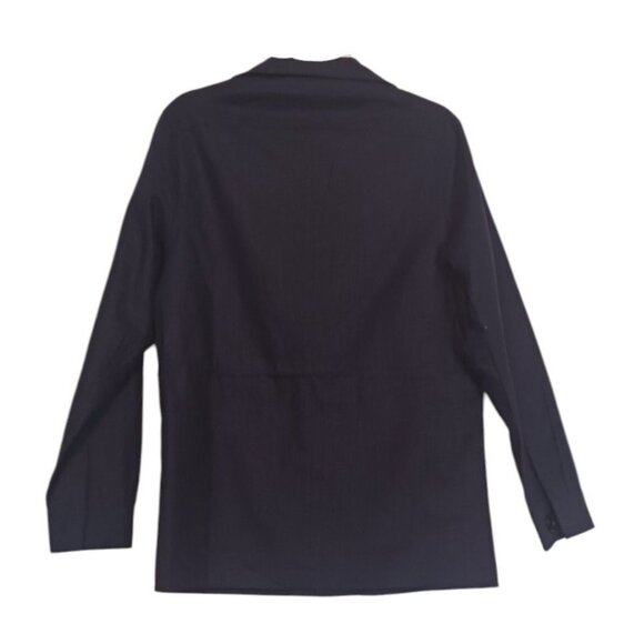 Linen Cargo Jacket L Blazer Pockets Notch Nautical Blue 100% Linen - Picture 4 of 7